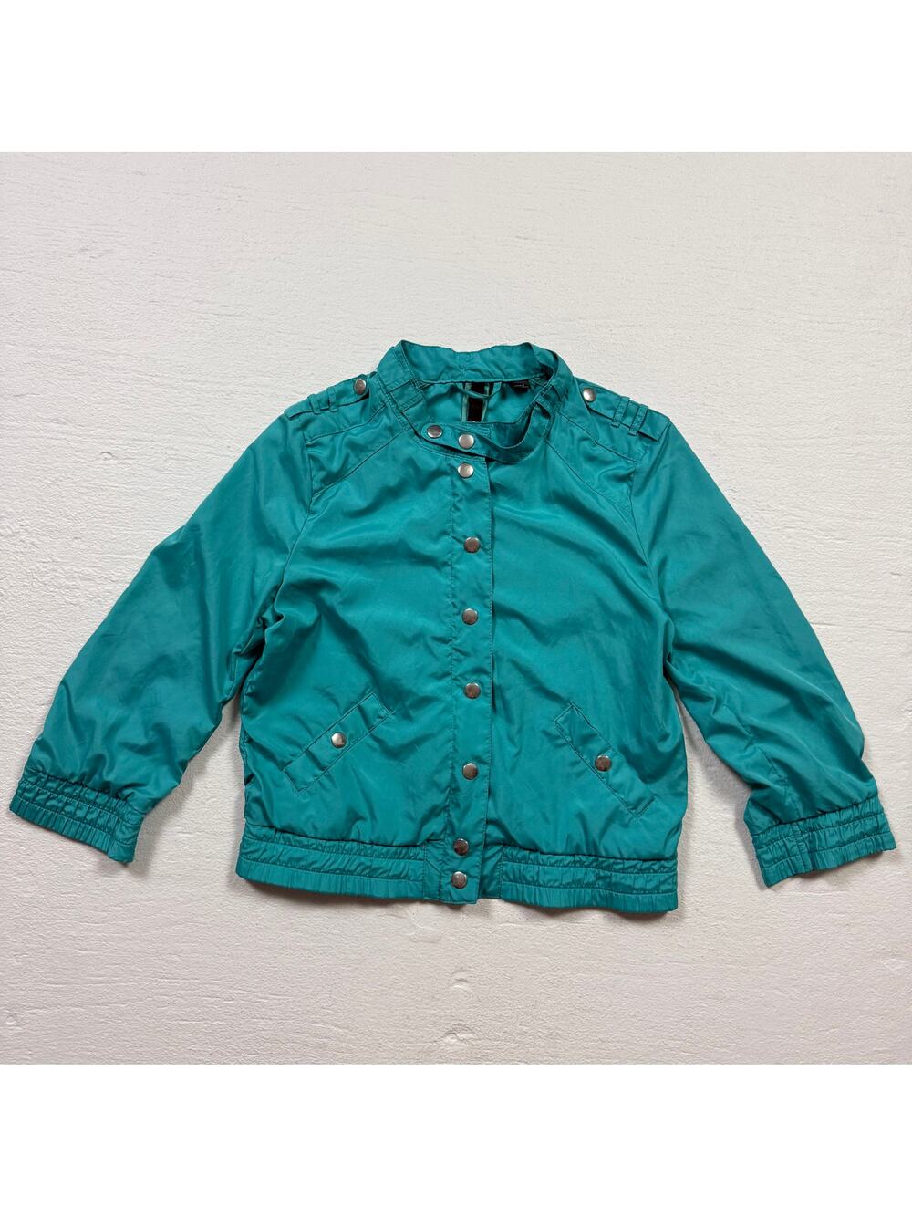 Divided By H&M Teal Bomber Moto Jacket, Size 6
